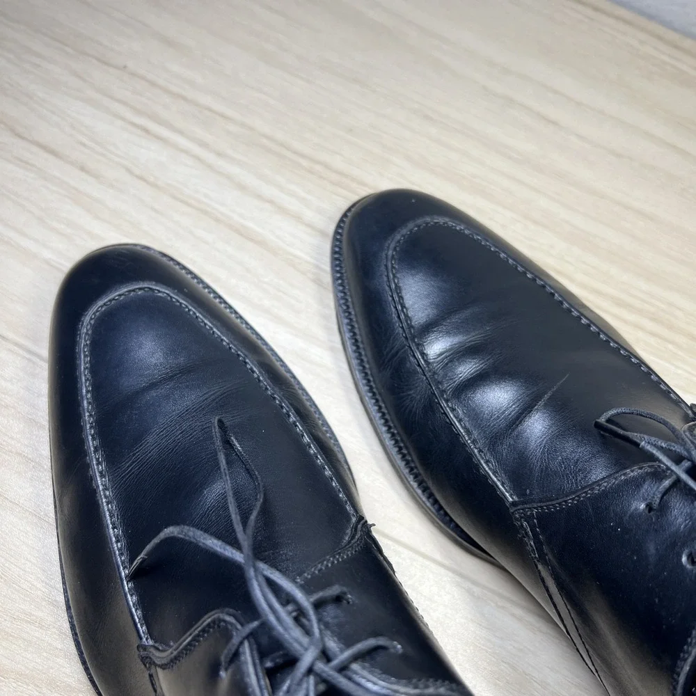 Magnanni Basilio Black Leather Oxford Apron Toe Made in Spain Men's 10   (12436)